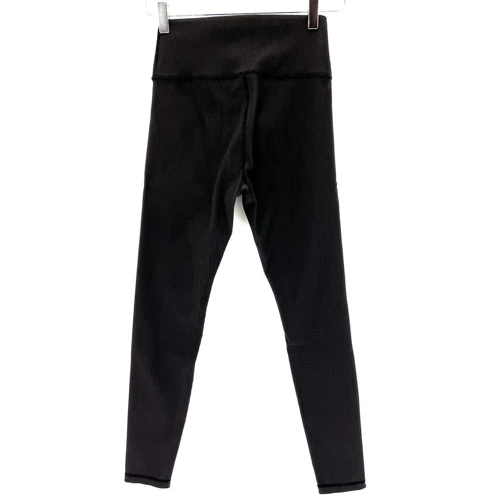 Meshki Ribbed‎ Leggings High Waisted Size S Black Activewear Stretch Gym Workout